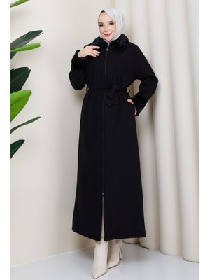 Astarlı Kürk Detaylı Kaşe Kaban