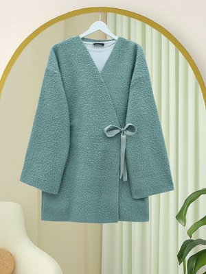 Mint Yandan Bağlamalı Buklet Kimono