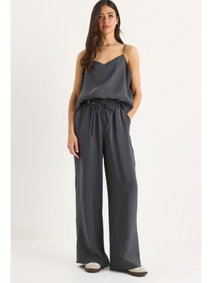 Füme Askılı Dokuma Modal Bluz Pantolon Alt Üst Takım