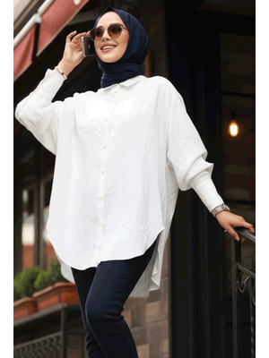 Arkası Uzun Ekru Gömlek 10236e