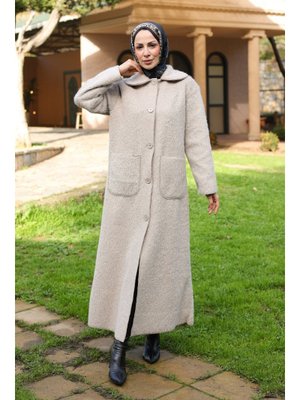 Mavera Fox Kumaş Uzun Kaban –