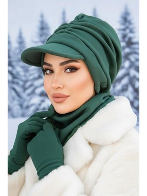 Zümrüt Kışlık Büzgülü Şapka Ve Etol Takım