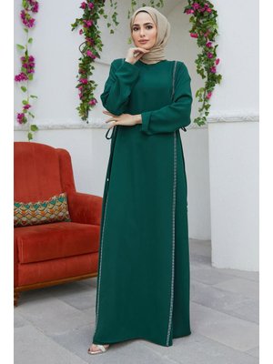 Zümrüt Yandan Bağlamalı Elbise