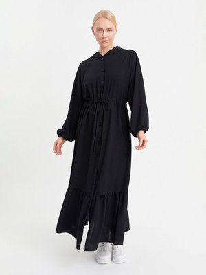 Siyah Xanzad Kapüşon Ve Bel Büzgü Detaylı Kap