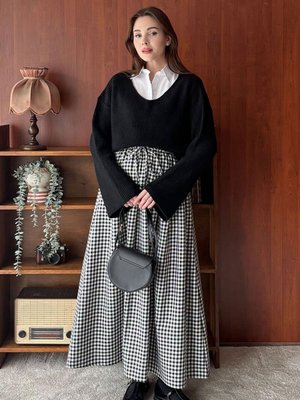 Siyah Pötikare Fırfır Detay Poliviskon Etek