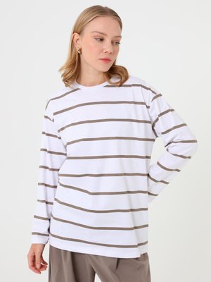 Basic Tunik Ekru Vizon Çizgili