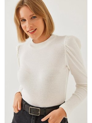 Beyaz Prenses Kol Fitilli Bluz