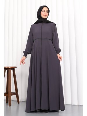 Füme Kol Gipeli Fermuarlı Ferace