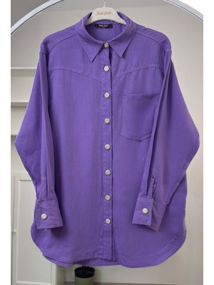 Mor Basic Oversize Gömlek