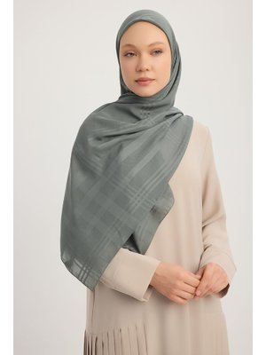 Nefti Jakarlı Ekose Şifon Eşarp 120x120cm