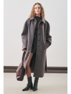 Antrasit Premıum Kaşe Uzun Kaban