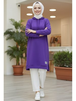 Mor Armalı Vortex Yırtmaçlı Tunik