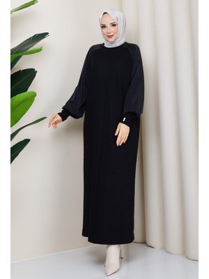 Kolu İpek Kupra Yarım Balıkçı Yaka Merserize Triko Elbise