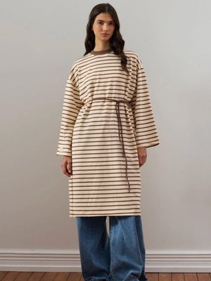 Vizon İplik Çizgili Tunik
