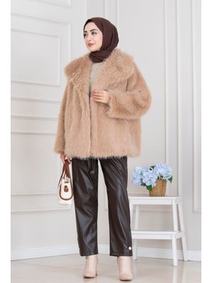 Vizon Şal Yaka Cırt Cırtlı Suni Kürk