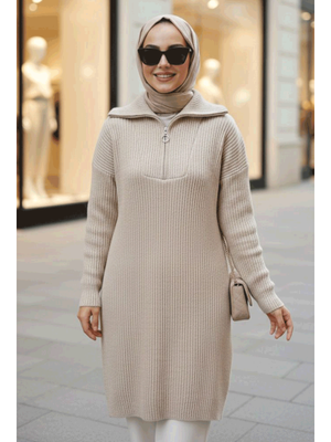 Fitilli Bej Triko Kazak Tunik 85521bej