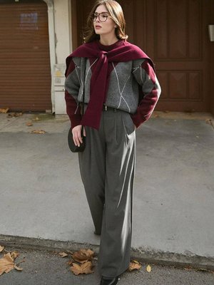 Antrasit Pile Detay Palazzo Pantolon