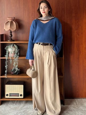 Vizon Pile Detay Palazzo Pantolon