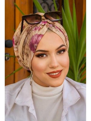 Camel Vişne Desenli Burgu Bone