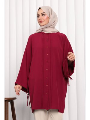 Bordo Yarasa Kol Linda Tunik