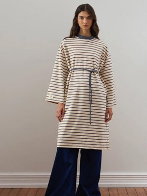 Antrasit İplik Çizgili Tunik