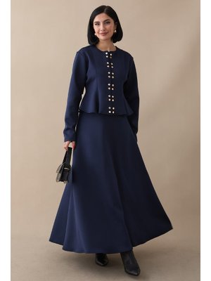 Gold Çıtçıt Etekli Lacivert Scuba Takım