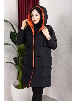 Çift Taraflı Kapüşonlu Turuncu Şişme Yelek