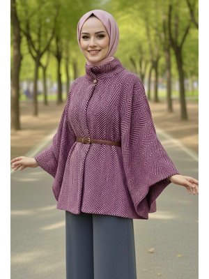 Fuşya Fusya Zikzak Desenli Kemerli Pamço