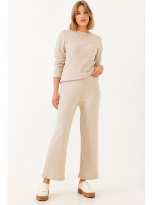 Bej Bisiklet Yaka Basic Alt Üst Takım