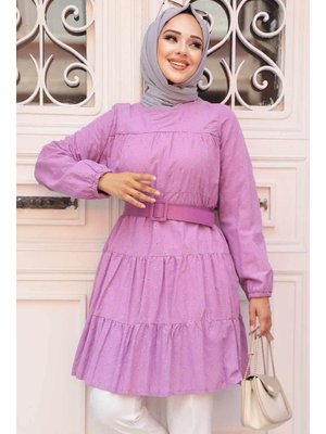 Tokalı Kemerli Lila Tunik 2193lıla