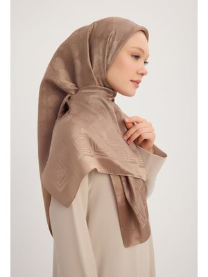 Vizon Jakarlı Parlak Saten Eşarp 110x110cm