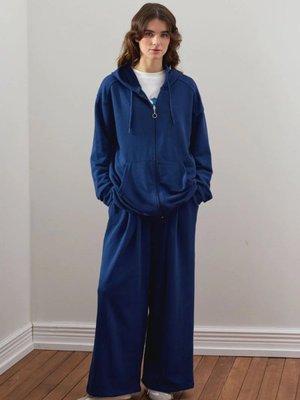 İplik Uzun Fermuarlı Eşofman Takım İndigo