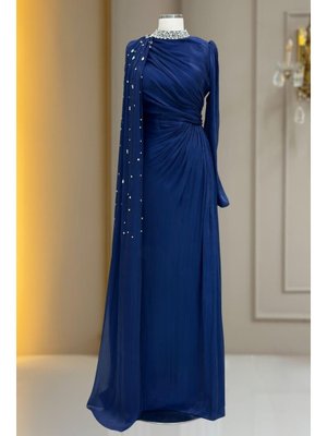 Lacivert Helen Abiye Elbise