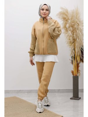 Taba Triko Detaylı Eşofman Takım