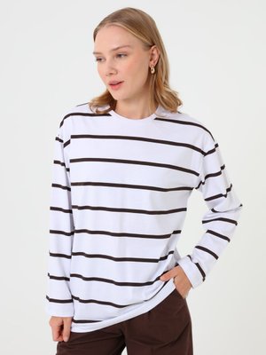 Basic Tunik Ekru Kahverengi Çizgili