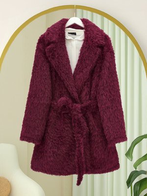 Bordo Beli Kuşaklı Cepli Sakallı Kap