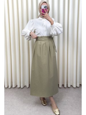 Açık Haki Yan Bağlamalı Ayarlanabilir Etek