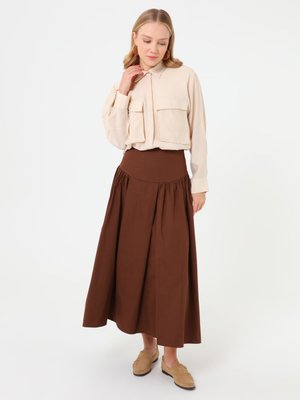 Acı Kahve Büzgü Detaylı Etek