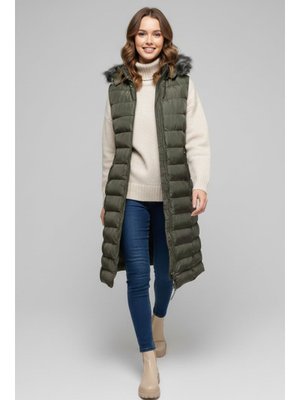 Haki Şapkası Kürklü Şişme Yelek