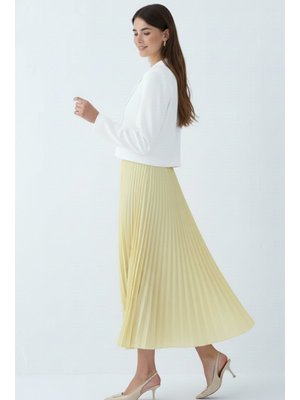 Limon Sarısı Piliseli Etek