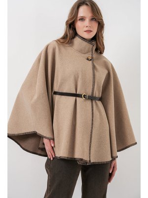 A.bej Dikiş Detaylı Kaşe Panço