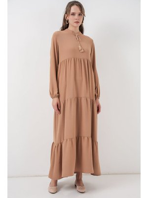 D.vizon Yaka Bağcıklı Elbise