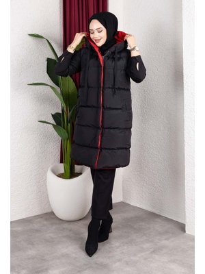 Çift Taraflı Kapüşonlu Kırmızı Şişme Yelek