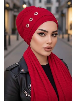 Bordo Metal Detaylı Atkılı Bone