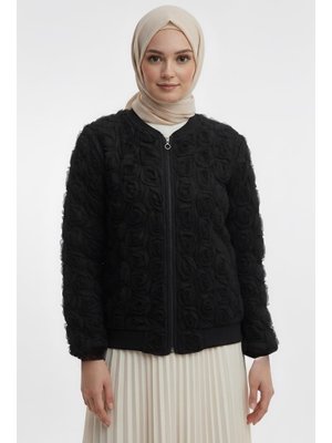 Siyah Sıyah Güllü Tül Mont