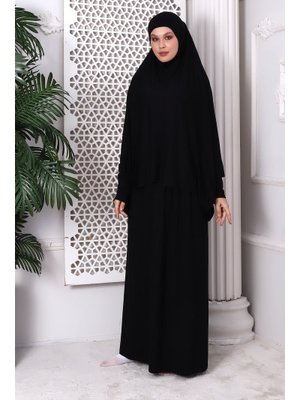 Siyah İki Parça Pratik Namaz Elbisesi
