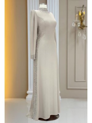 Bej Sıla Abiye Elbise