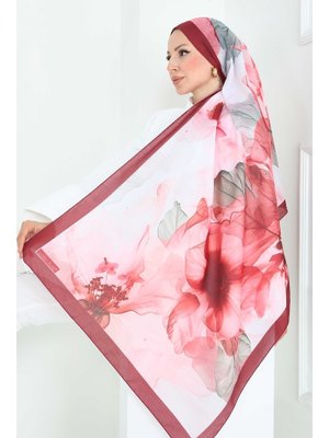 Mercan Pastel Flora Serisi Pamuk Şal