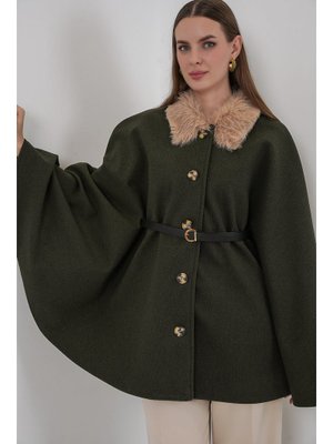 Haki Kemerli Kaşe Panço