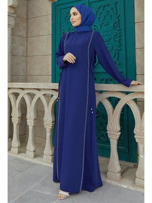 İndigo Yandan Bağlamalı Elbise